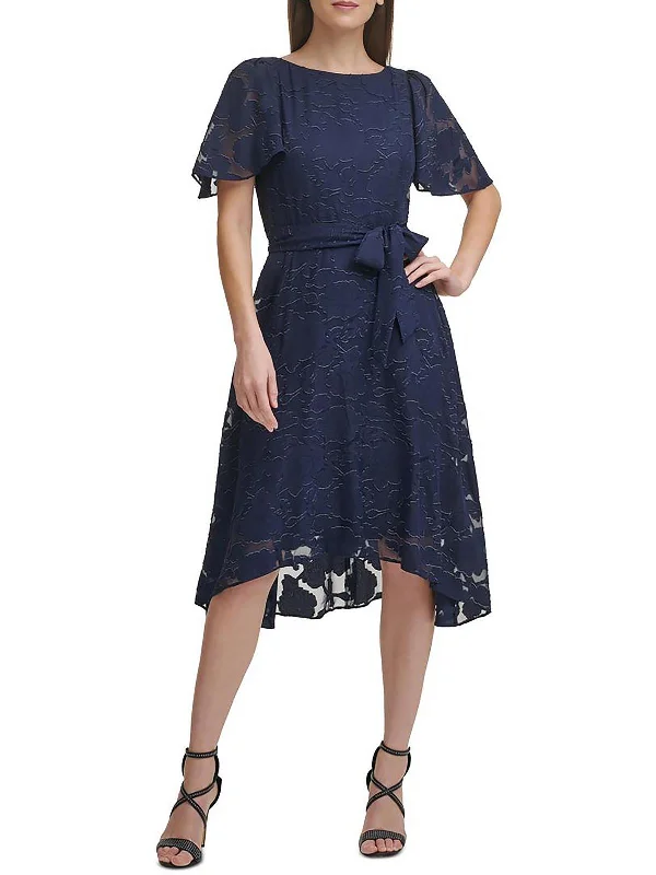 Flared Skirt Party Dress for Fun Night -Womens Textured Hi-Low Cocktail and Party Dress Flared Skirt Party Dress for Fun Night -Womens Textured Hi-Low Cocktail and Party Dress