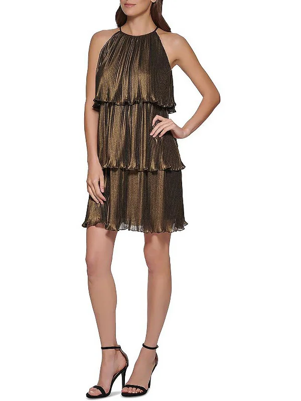 Floral Embroidered Party Dress for Feminine Touch -Womens Tiered Mini Cocktail and Party Dress Floral Embroidered Party Dress for Feminine Touch -Womens Tiered Mini Cocktail and Party Dress