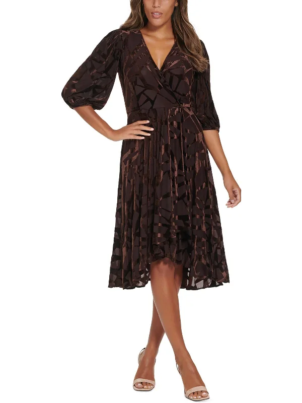 Lace Detail Party Dress for Sophisticated Touch -Womens Velvet Burnout Cocktail and Party Dress Lace Detail Party Dress for Sophisticated Touch -Womens Velvet Burnout Cocktail and Party Dress