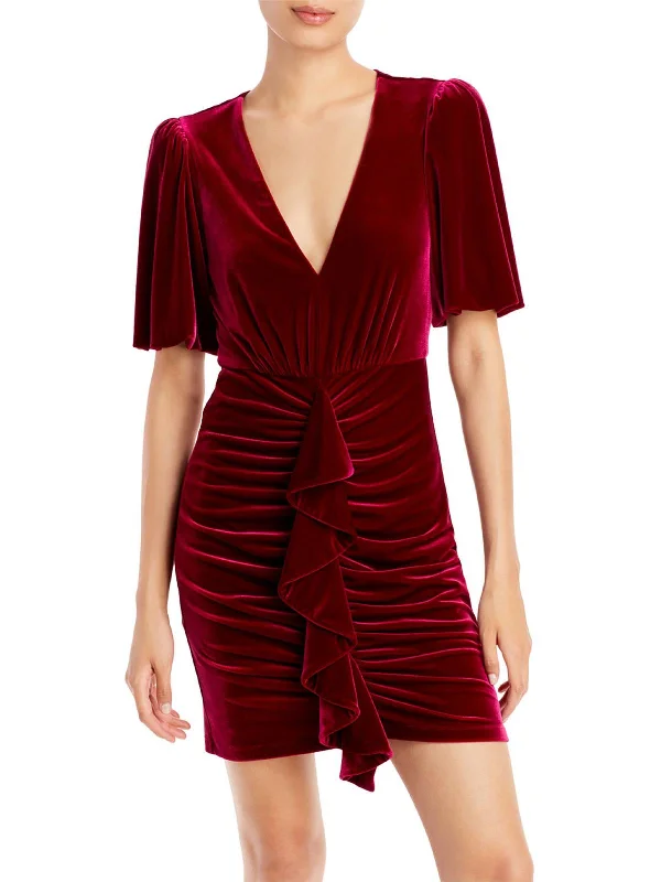 Halter Party Dress for Summer Wedding -Womens Velvet Mini Cocktail and Party Dress