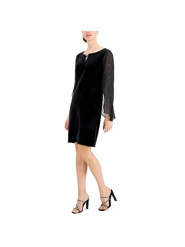 Casual Black Party Dress for Laid-back Party -Womens Velvet Sheer Sleeves Cocktail and Party Dress Casual Black Party Dress for Laid-back Party -Womens Velvet Sheer Sleeves Cocktail and Party Dress