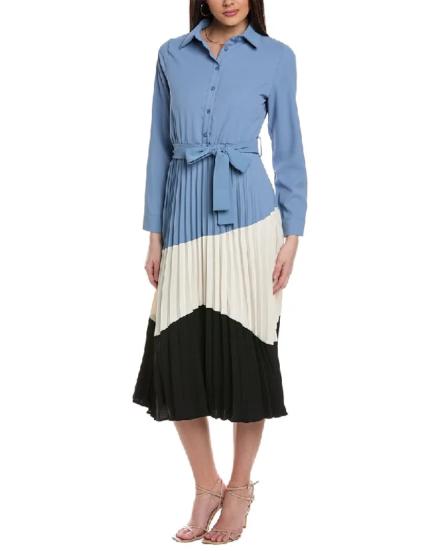 Women's Simple Shirt Dress-YAL New York Pleated Shirtdress