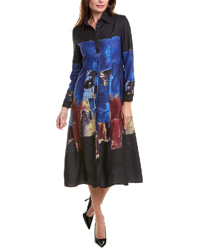 Cotton Printed Shirt Dress-YAL New York Printed Shirtdress