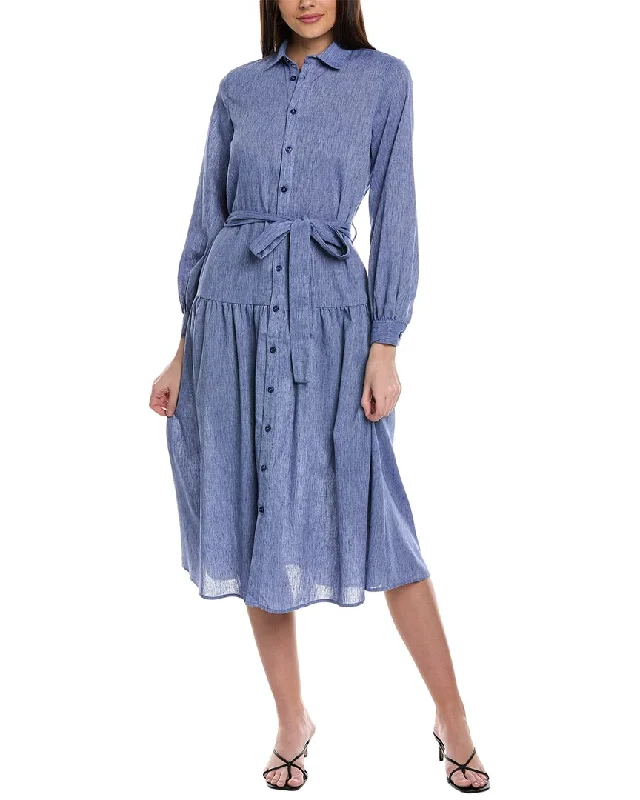 Button-up White Shirt Dress-YAL New York Printed Shirtdress