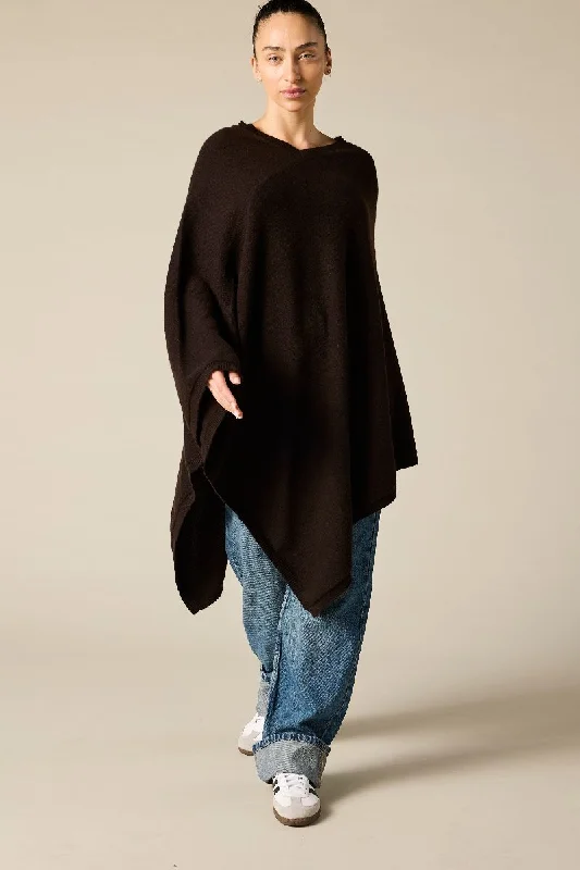 Women's Hooded Cloak for Street Style-100% Cashmere Poncho (large)