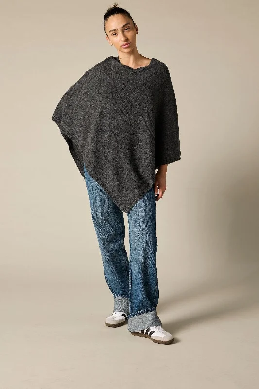 Women's Cloak with Collar Design-100% Cashmere Poncho (small)