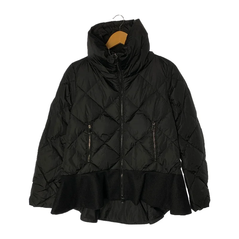 Women's Down Coat with Ribbed Cuffs-MONCLER/Puffer Jkt/BLK/Nylon/Plain