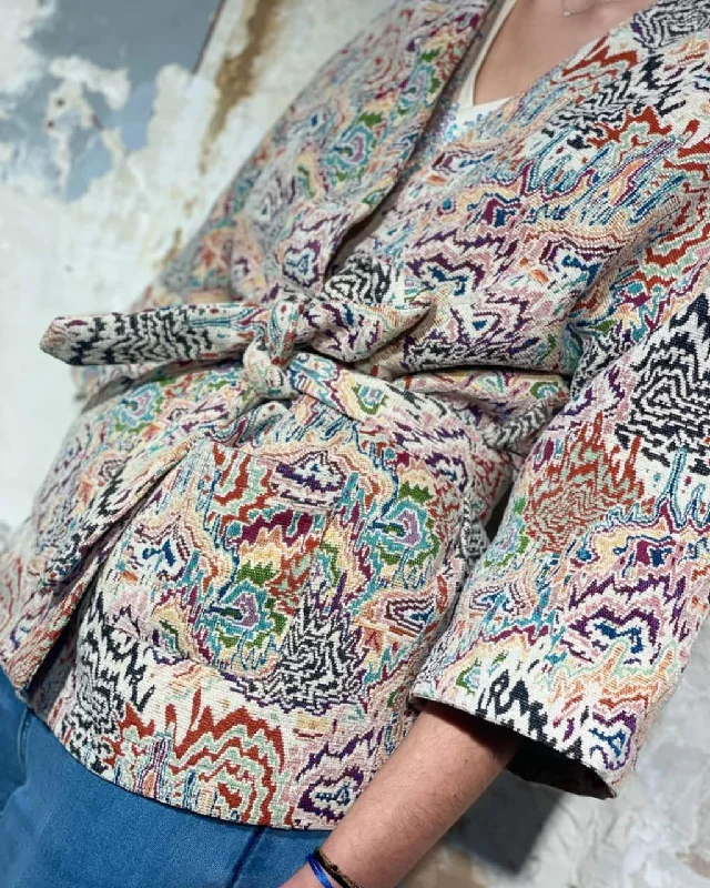Women's Jackets with Colorful Zip Details-Archie open blazer w belt
