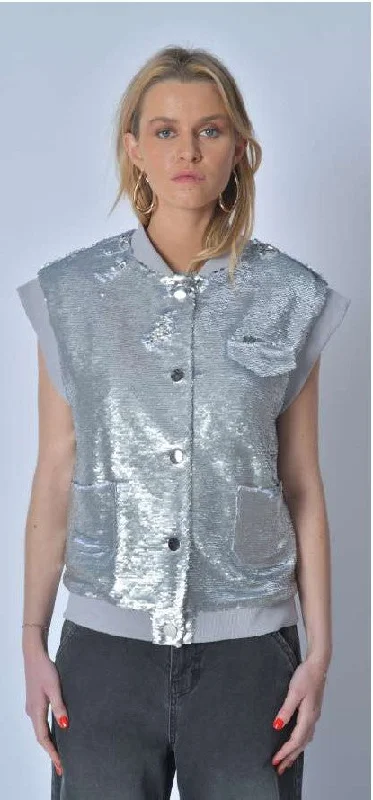 Women's Jackets for Sleek Style-Loella sequined slv/less jacket