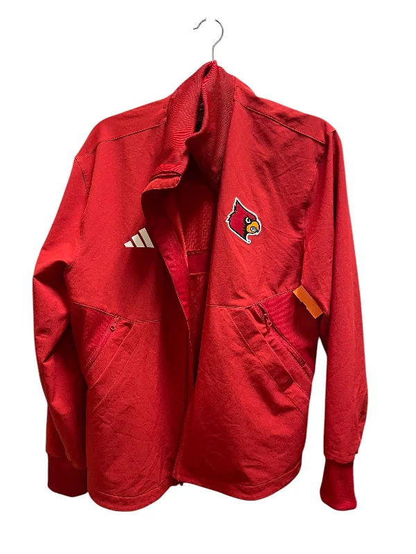 Women's Jackets with Playful Design-Athletic Jacket By Adidas In Red, Size: L