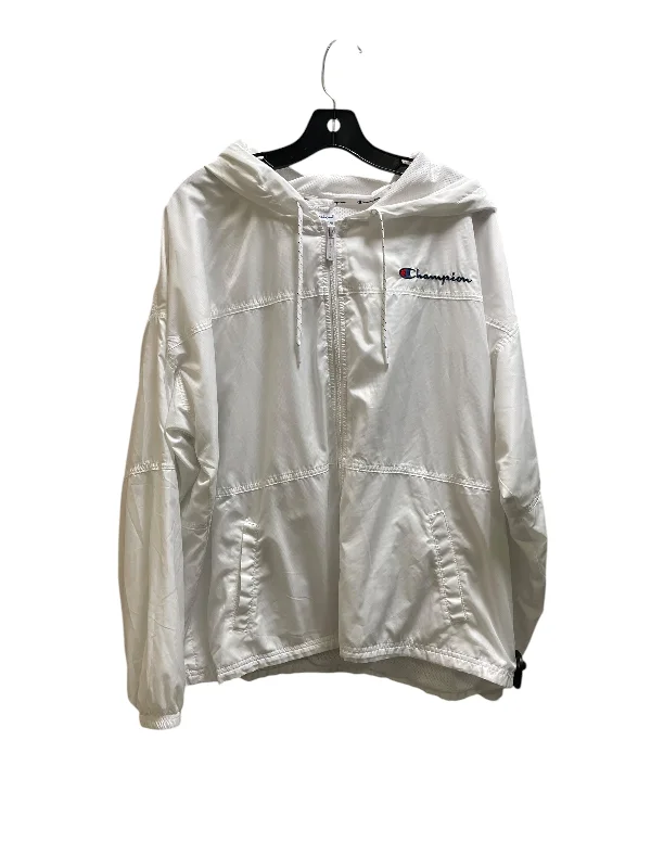 Women's Jackets with Bold, Colorful Designs-Athletic Jacket By Champion In White, Size: Xl Women's Jackets with Bold, Colorful Designs-Athletic Jacket By Champion In White, Size: Xl