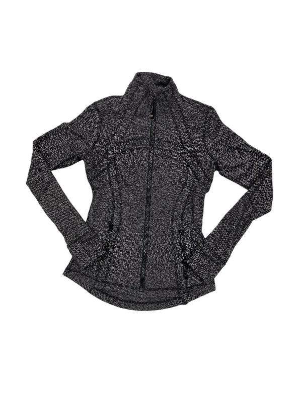 Women's Jackets with Padded Design-Athletic Jacket By Lululemon In Black & White, Size: 6 Women's Jackets with Padded Design-Athletic Jacket By Lululemon In Black & White, Size: 6