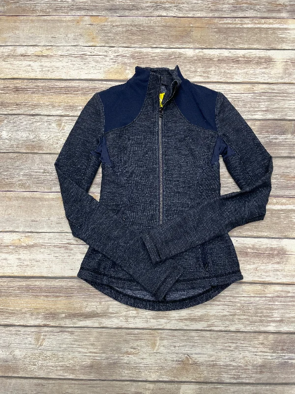 Women's Jackets with Fitted Sleeves-Athletic Jacket By Lululemon In Blue, Size: 4