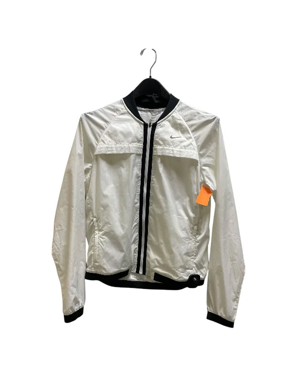 Women's Jackets with Trendy Textures-Athletic Jacket By Nike Apparel In White, Size: M Women's Jackets with Trendy Textures-Athletic Jacket By Nike Apparel In White, Size: M