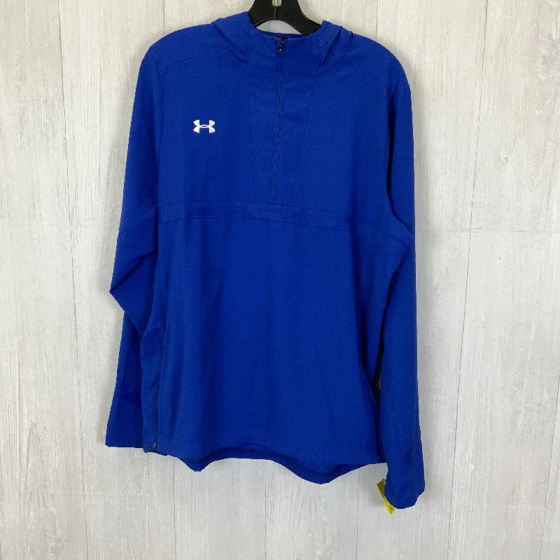 Women's Jackets with Trendy Embellishments-Athletic Jacket By Under Armour In Blue, Size: L Women's Jackets with Trendy Embellishments-Athletic Jacket By Under Armour In Blue, Size: L