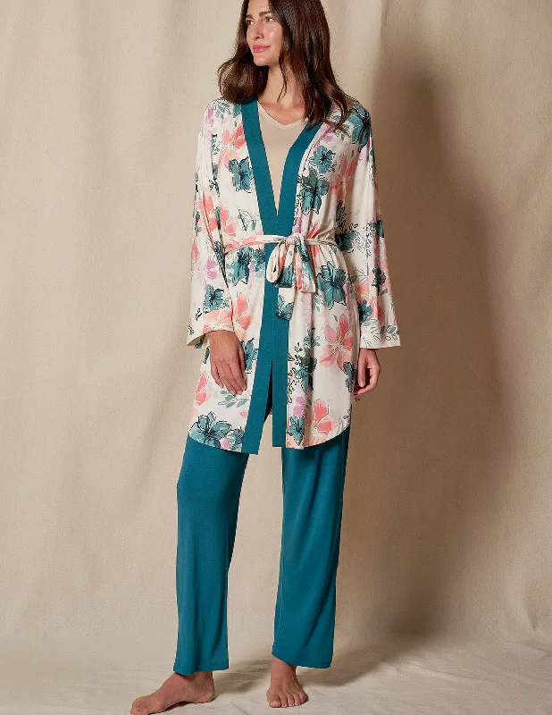 Kimono with Long Sleeves and Open Front-Bamboo Classic Robe