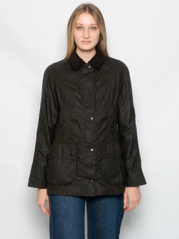 Women's Down Coat for Shopping-Giacca Beadnell in Cotone Cerato Oliva