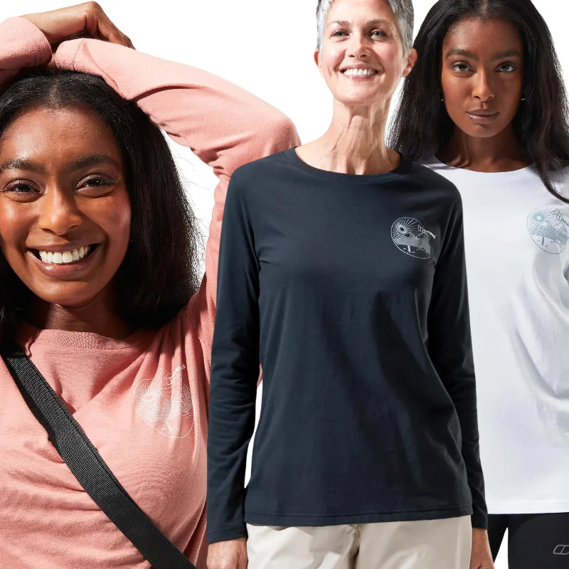 Women's Sporty Long Sleeve T-shirt for Workout -Berghaus Womens Linear Landscape Long Sleeve T-Shirt Women's Sporty Long Sleeve T-shirt for Workout -Berghaus Womens Linear Landscape Long Sleeve T-Shirt