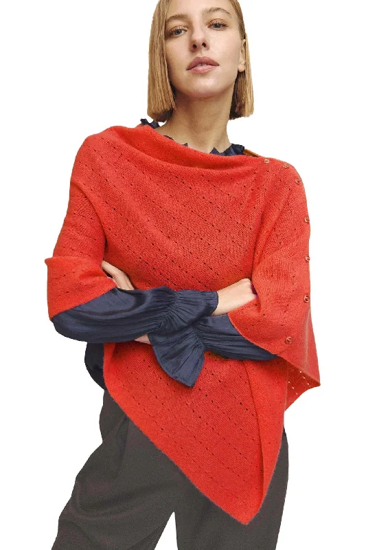 Women's Velvet Cloak for Special Occasions-Burnt orange cashmere poncho Multiway