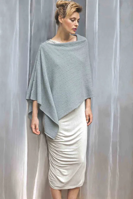 Women's Cloak for Evening Gown-Duck egg cashmere poncho Multiway