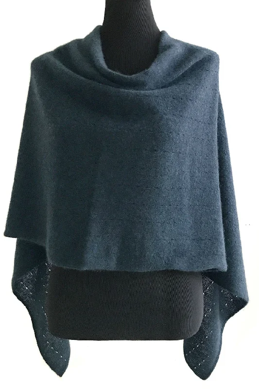 Women's Cloak for the Holidays-Ink navy cashmere poncho Multiway