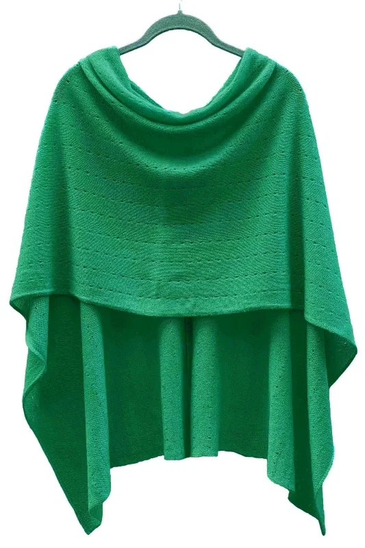Women's Cloak for Winter Protection-Jade green cashmere poncho Multiway