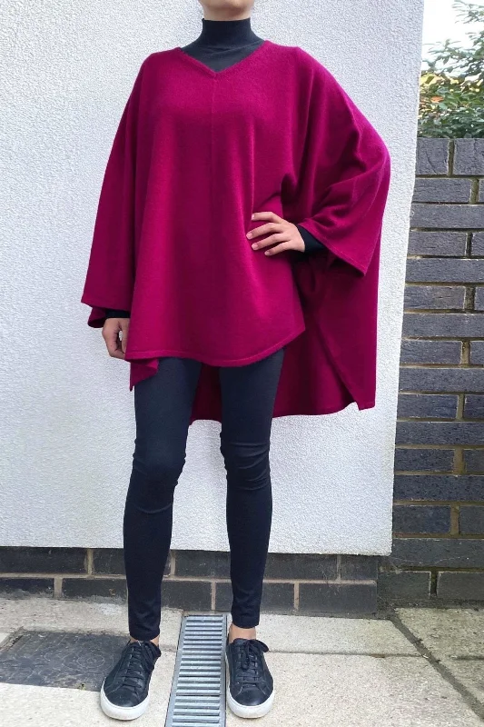 Women's Cloak for Weekend Wear-Cashmere V-neck Sweater - Loose