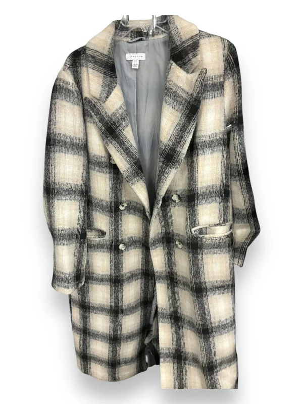 Women's Jackets for Quick Layering-Coat Faux Fur & Sherpa By Top Shop In Plaid Pattern, Size: M Women's Jackets for Quick Layering-Coat Faux Fur & Sherpa By Top Shop In Plaid Pattern, Size: M