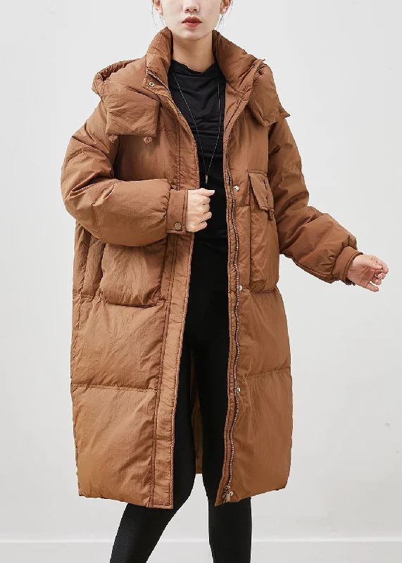 Women's Lightweight Down Coat-Coffee Warm Duck Down Puffer Jacket Hooded Pockets Winter Women's Lightweight Down Coat-Coffee Warm Duck Down Puffer Jacket Hooded Pockets Winter