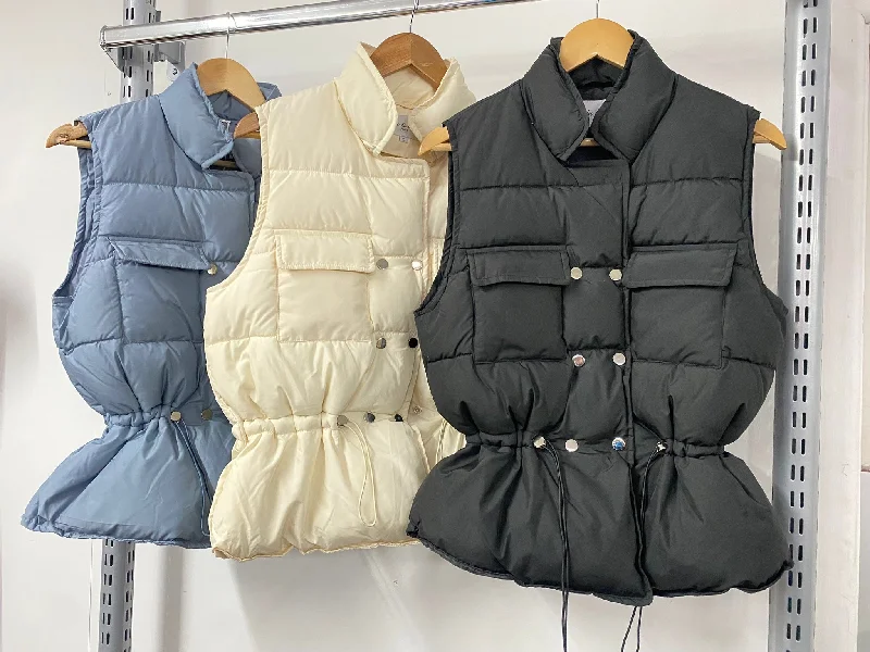 Women's Down Coat for Skiing-'Shina'  BLACK  ZIP UP PUFFER  GILET