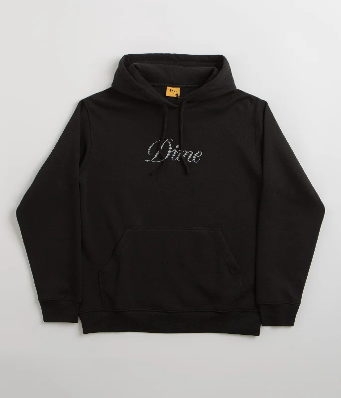 Women's Jackets for Travel Convenience-Dime Icy Cursive Hoodie - Black