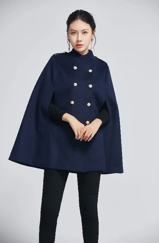 Women's Red Cloak-Double breasted wool cape coat 2279