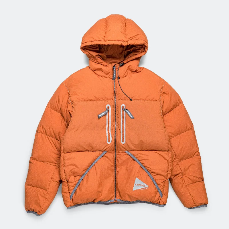 Women's Full-Length Down Coat with Zipper-Down Jacket x and wander - Orange