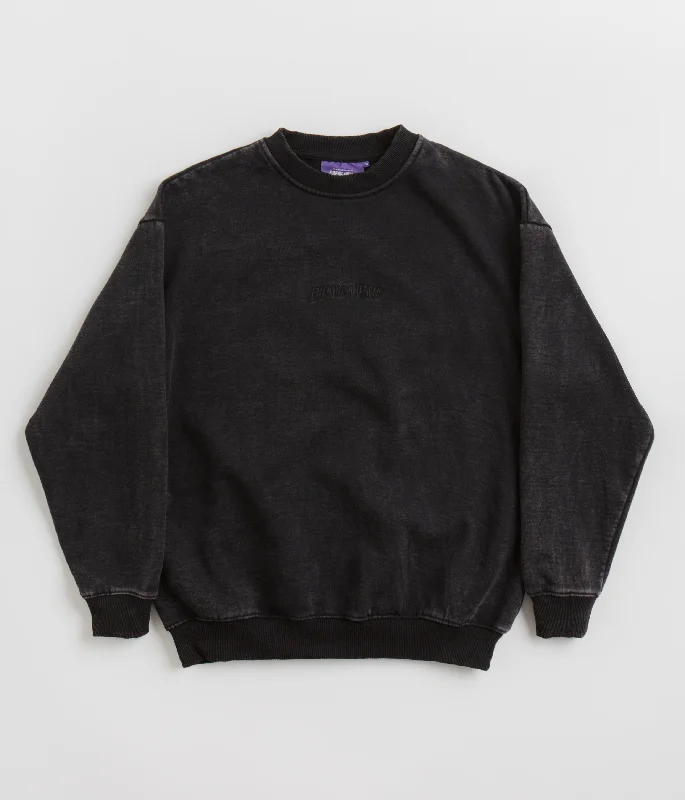 Women's Jackets for a Simple Style-Fucking Awesome Little Stamp Snow Wash Crewneck Sweatshirt - Black Women's Jackets for a Simple Style-Fucking Awesome Little Stamp Snow Wash Crewneck Sweatshirt - Black