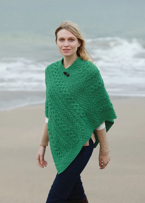 Women's Cloak for Winter Weddings-Aran Poncho | Green