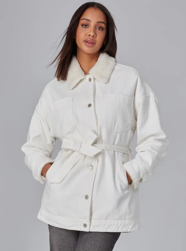 Women's Jackets with Performance Fabric-HAYDEN-SIVRY Jacket - Sherpa Ivory
