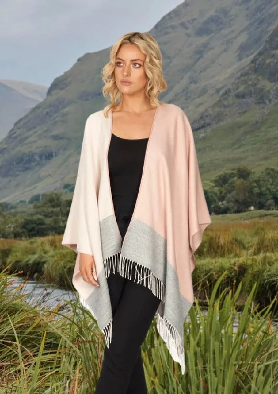 Women's Quilted Cloak-Jimmy Hourihan Fringed Shawl | Block Check