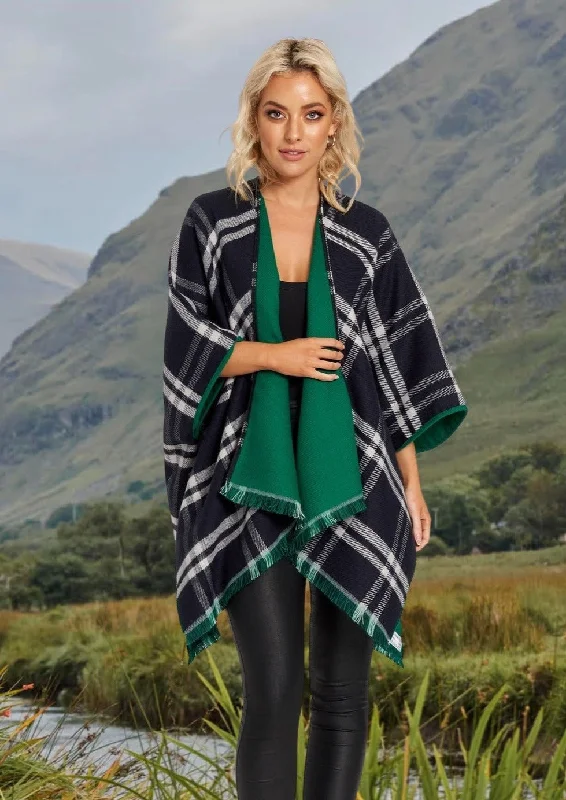 Women's Cloak with Rich Colors-Jimmy Hourihan Green Reversible Shawl