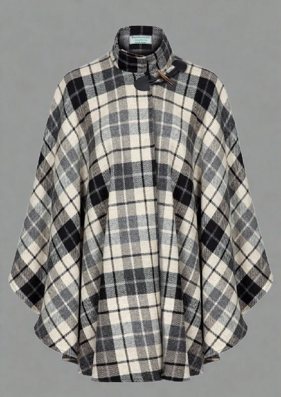 Women's Hooded Cloak for Street Style-Jimmy Hourihan Irish Cape | Charcoal Check