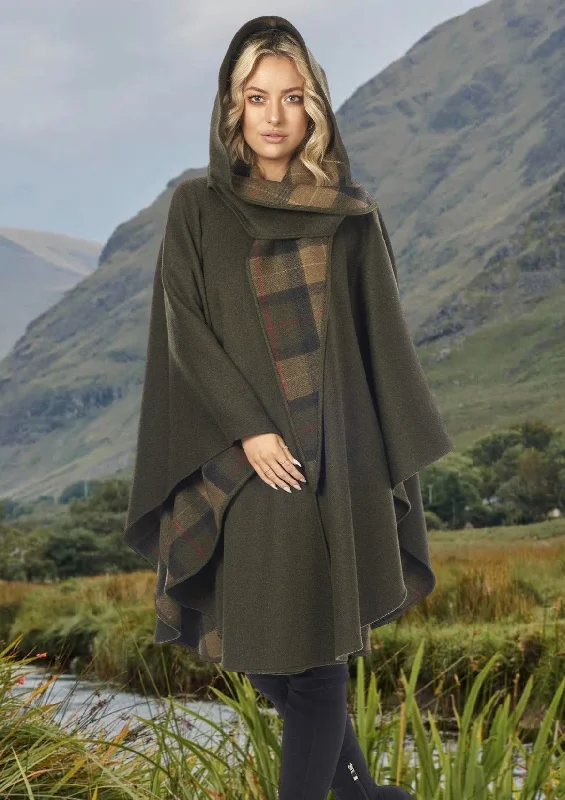 Women's Cloak for Cosplay-Jimmy Hourihan Moss Green Wool Walking Cape