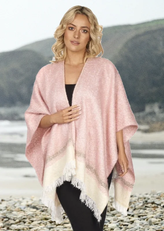 Women's Cloak with Side Slits-Jimmy Hourihan Powder Pink Shawl | Mohair Blend