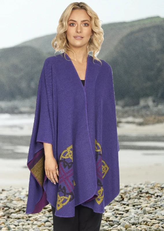 Women's Cloak with Wrap Around Style-Jimmy Hourihan Purple Shawl with Celtic Motif