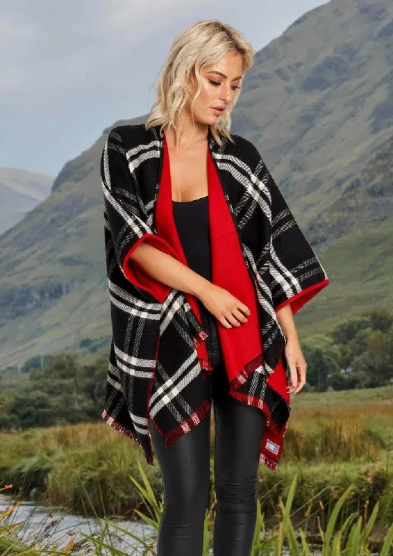 Women's Cloak for Cold Weather Fashion-Jimmy Hourihan Red Reversible Shawl