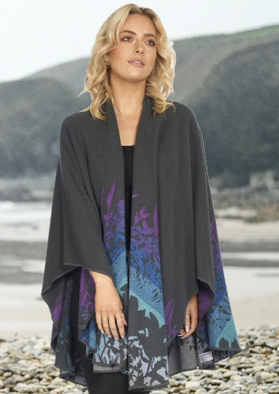 Women's Cloak with Patterned Fabric-Jimmy Hourihan Shawl With Sylvan Motif