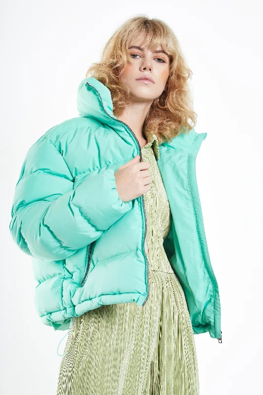Women's Down Coat for Outdoor Activities-Glamorous Jade Green Padded Puffer Jacket