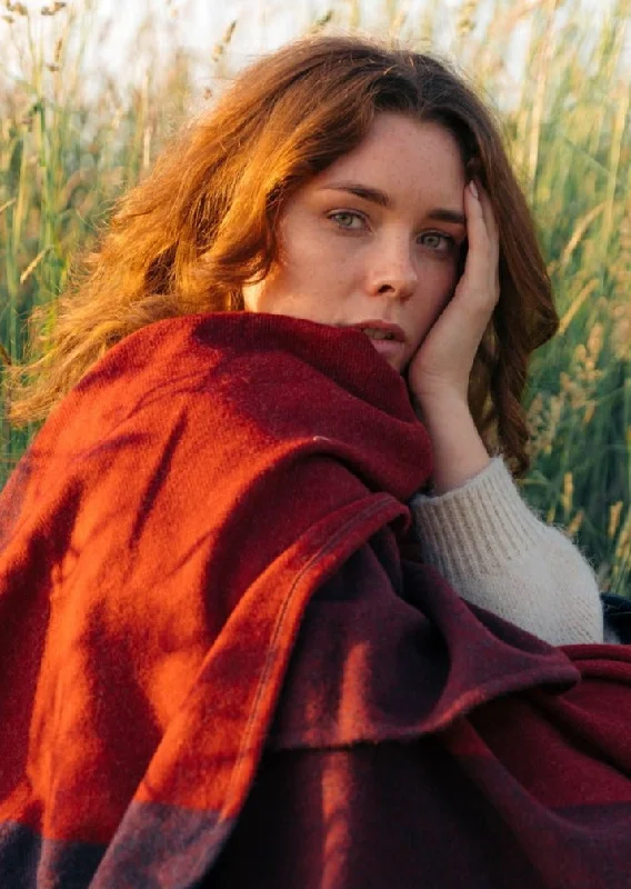 Women's Cloak for Elegant Looks-John Hanly Lambswool Cape | Rust Wine Block