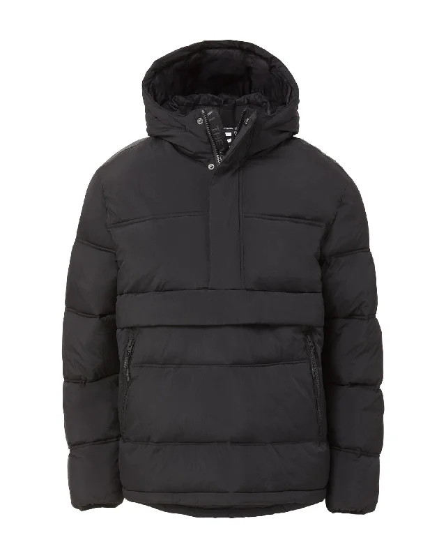 Women's Jackets with Stylish Pocket Details-Anorak Puffer - Black