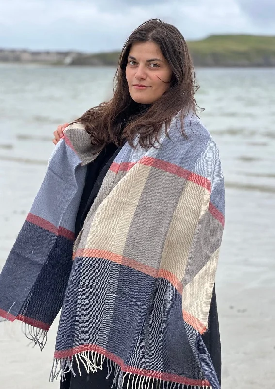 Women's Cloak for Busy Mornings-Mcnutt Pashmina Wrap | Clementine Stripe