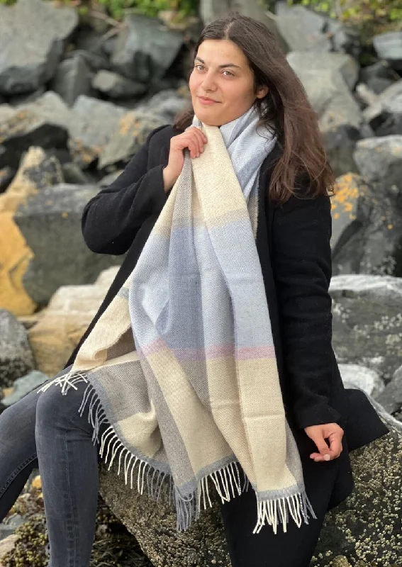 Women's Woolen Cloak-Mcnutt Pashmina Wrap | Lilac Stripe