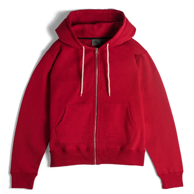 Women's Hoodies with Graphic Art for Unique Style -Zip Hoodie - Heavyweight Terry - Red